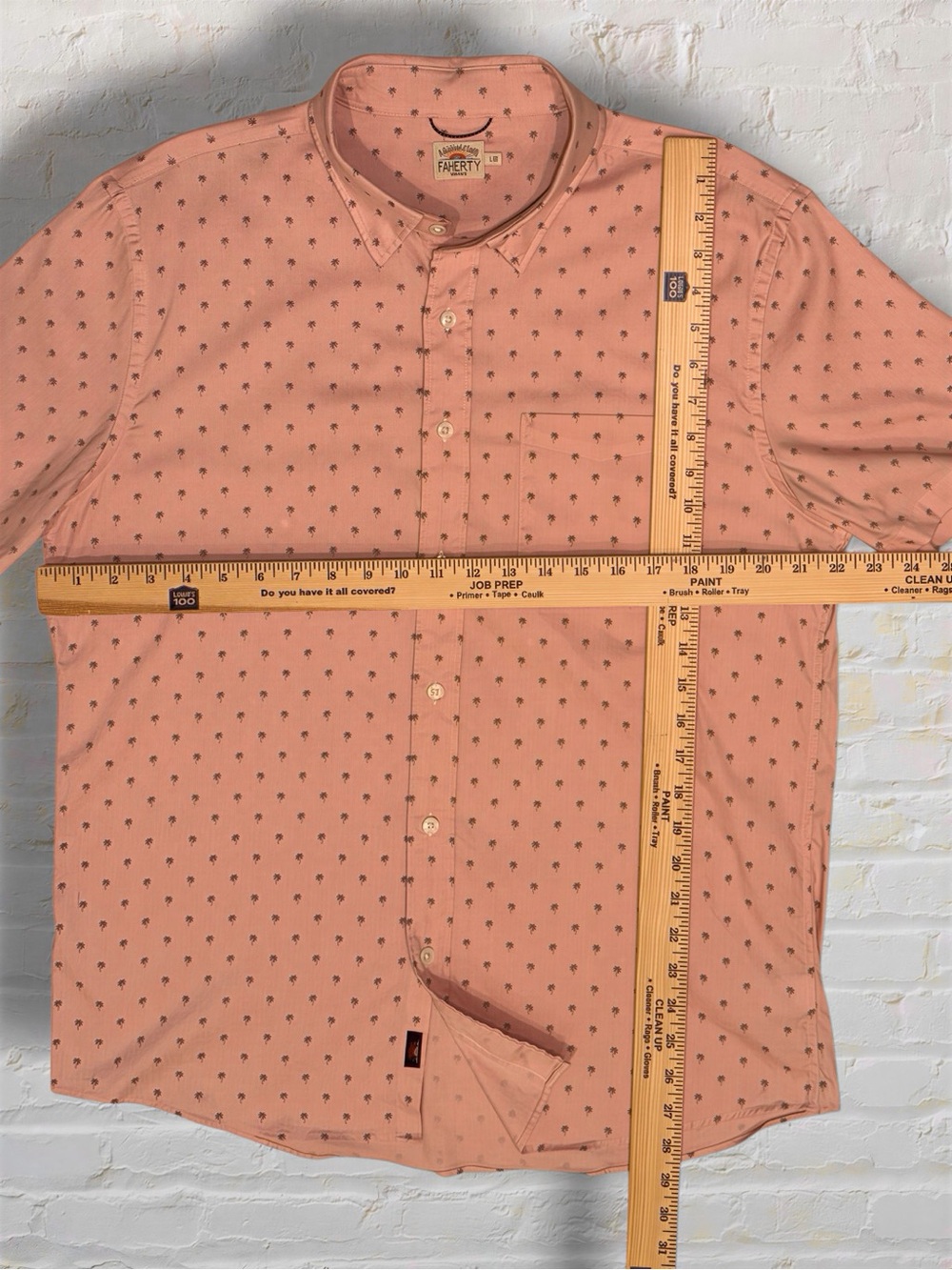 Faherty Brand Movement SS Shirt Men’s Large Pink Palm Tree Supima - Picture 11 of 11